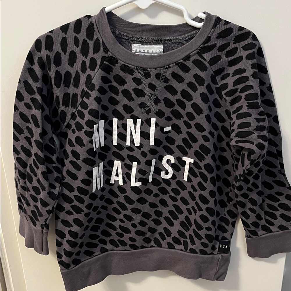 Huxbaby Black and Gray Patterned Kids Sweatshirt